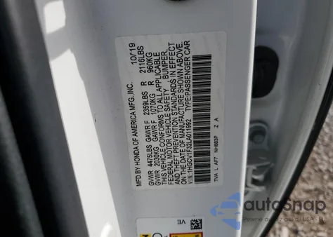 2020 Honda Accord Sport from USA, damaged, VIN 1HGCV1F32LA011992